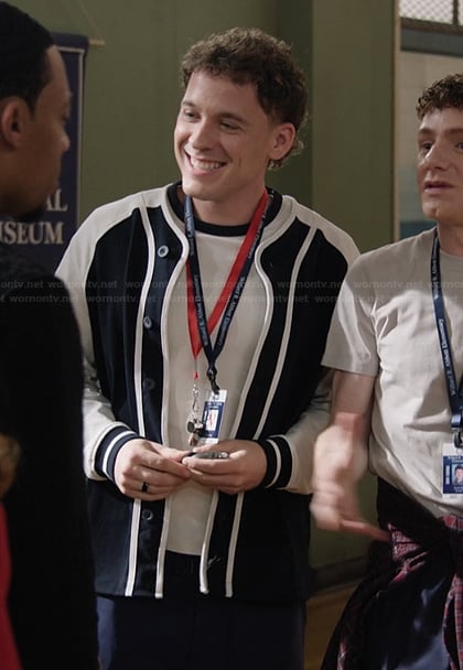 Caleb’s colorblock bomber jacket on Abbott Elementary