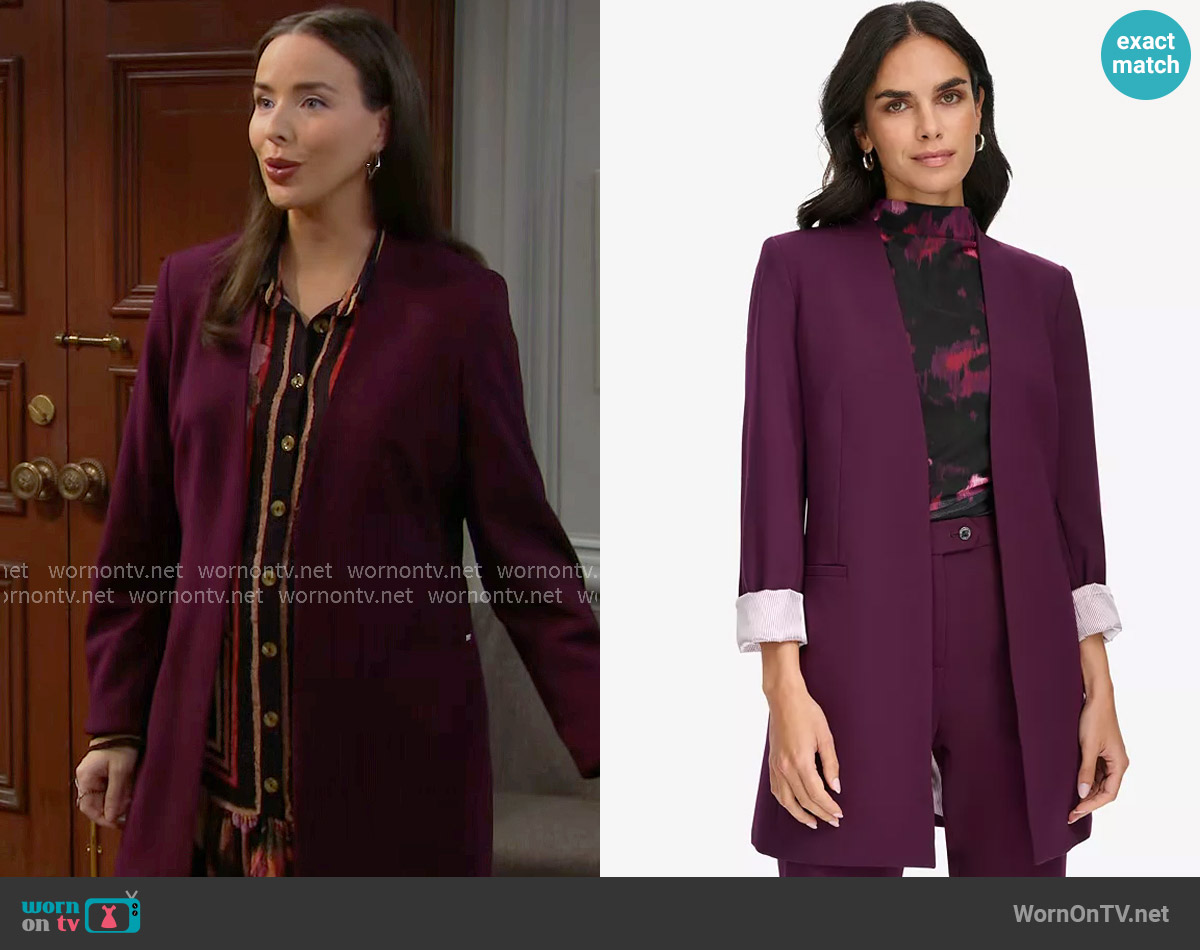 Calvin Klein Roll Sleeve Open Front Blazer worn by Ivy Forrester (Ashleigh Brewer) on The Bold and the Beautiful