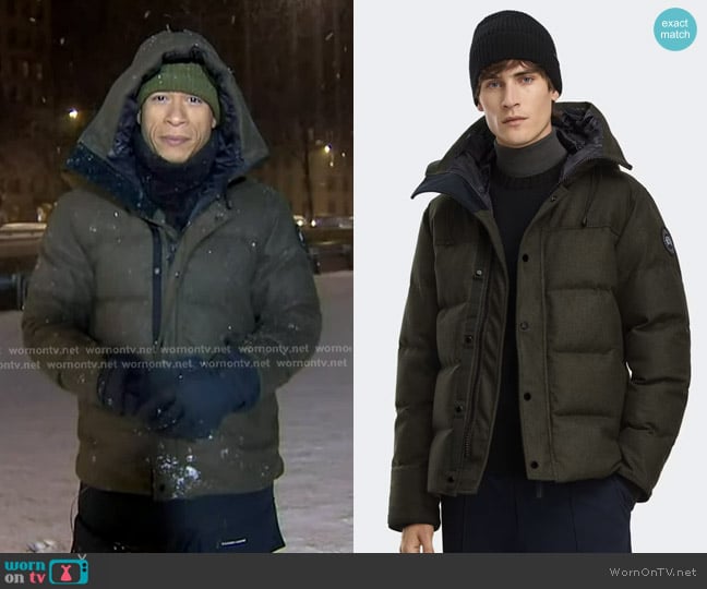 Alex Perez’s green hooded down jacket on GMA Alex Perez’s green hooded down jacket on GMA