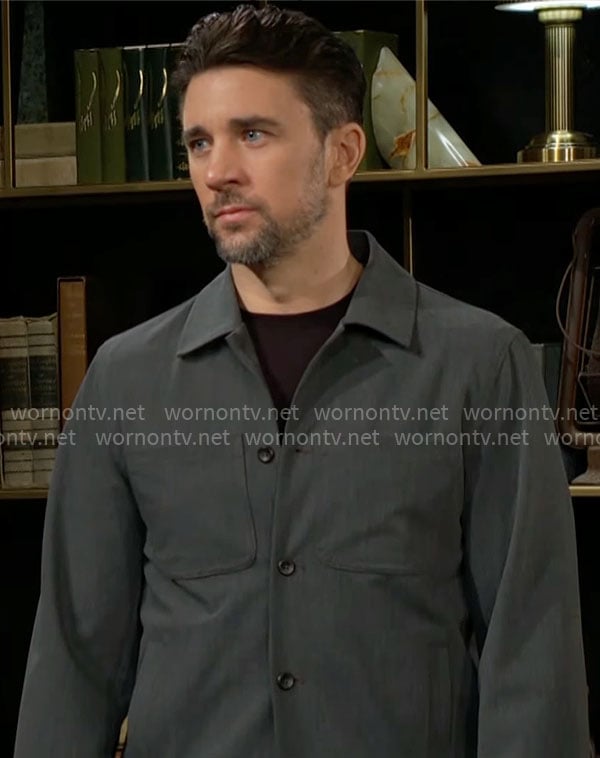 Cane’s grey shirt jacket on The Young and the Restless