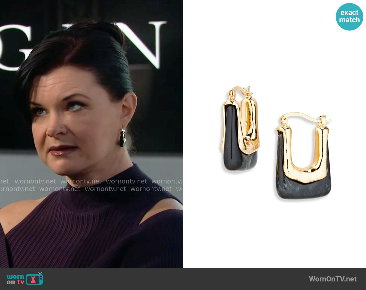Cara Geo Stone Square Hoop Earrings worn by Katie Logan (Heather Tom) on The Bold and the Beautiful