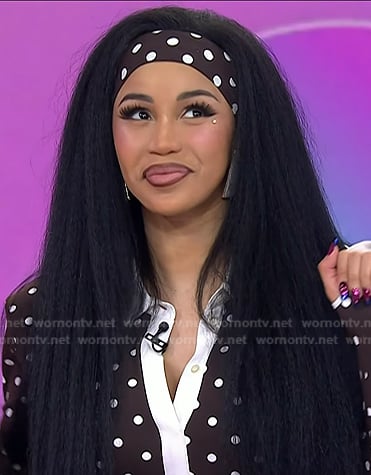 Cardi B’s brown polka dot shirt and skirt on Today