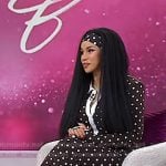 Cardi B’s brown polka dot shirt and skirt on Today