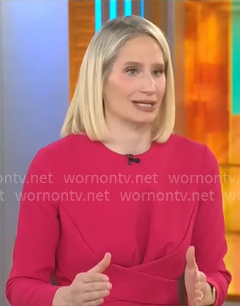 Caroline Polisi's pink cross front dress on CBS Mornings