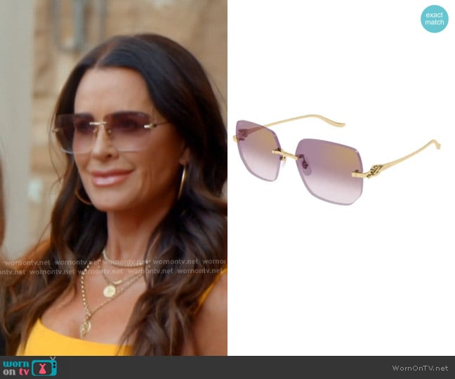 Cartier Panthère de Cartier Sunglasses worn by Kyle Richards on The Real Housewives of Beverly Hills