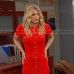 Cat’s red button front midi dress on Days of our Lives