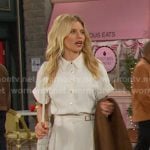 Cat’s white short sleeve shirt and belted pants on Days of our Lives