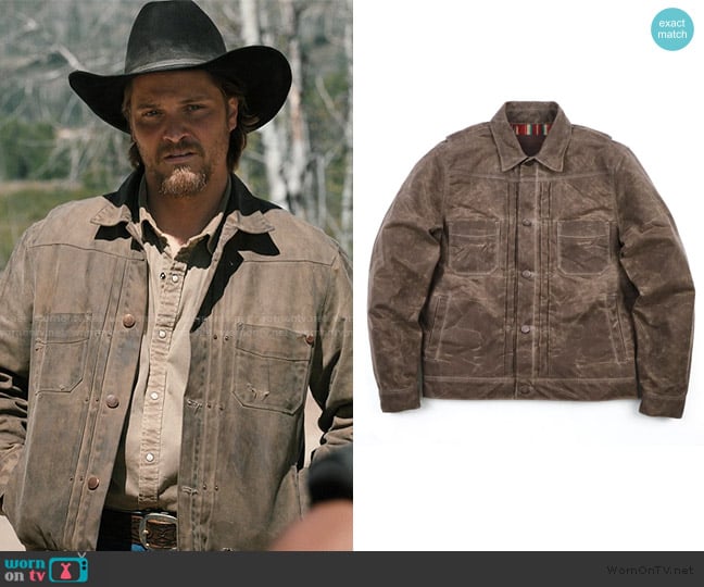 Cave and Post Riders Jacket waxed Canvas Oak worn by Kayce Dutton (Luke Grimes) on Marshals