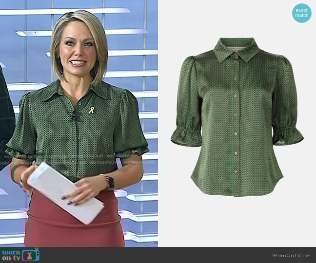 Cece Balloon Sleeve Smocked Button Button Shirt worn by Dylan Dreyer on Today