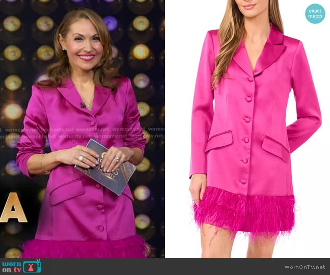 Lori’s pink feather trim blazer dress on GMA