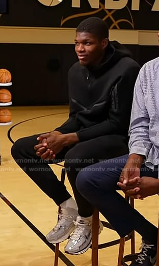 Cedric Coward’s black fleece jacket and sneakers on Today