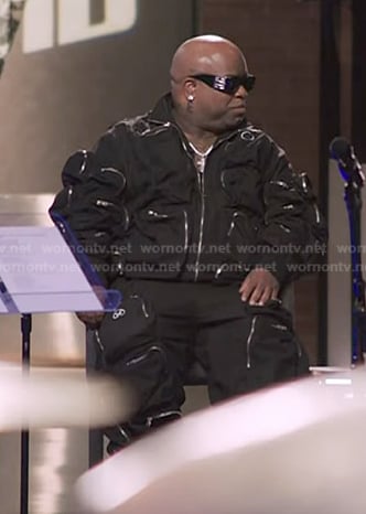CeeLo Green's black pocket detail jacket and pants ono The Voice