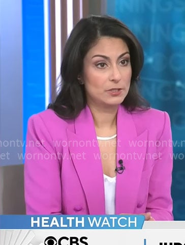 Celine Gounder's pink blazer on CBS Mornings