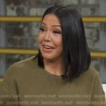 Stephanie’s khakie chain neck sweater on Good Morning America