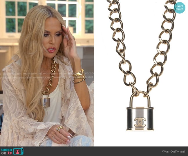 Chanel CC Oversized Padlock Necklace worn by Rachel Zoe on The Real Housewives of Beverly Hills