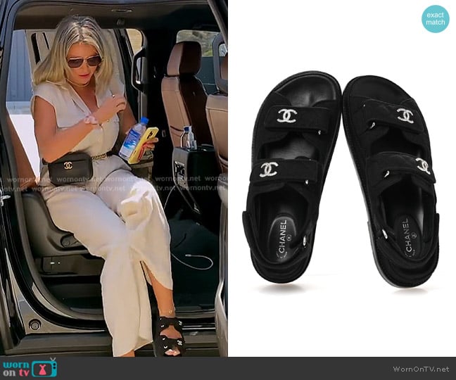 Chanel Mixed Fibers Velcro Dad Sandals worn by Amanda Frances on The Real Housewives of Beverly Hills