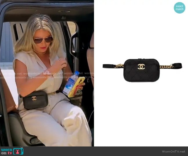 Chanel Quilted Caviar Leather Chic Affinity Belt Bag worn by Amanda Frances on The Real Housewives of Beverly Hills