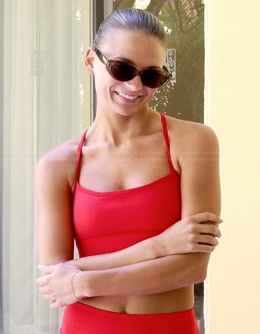 Charley’s red sports bra and shorts on Southern Charm