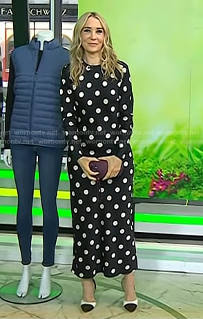 Chassie's black polka dot maxi dress on Today