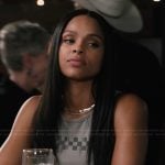 Andrea’s gray checkerboard print tank on Marshals