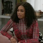 Chelsea’s red printed mesh maxi dress on Beyond the Gates