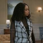 Chelsea’s blue tweed vest and shorts set on Beyond the Gates