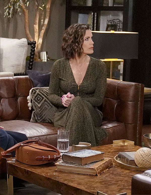 Chelsea’s paisley print zip-front dress on The Young and the Restless