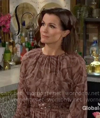 Chelsea’s printed long sleeve dress on The Young and the Restless