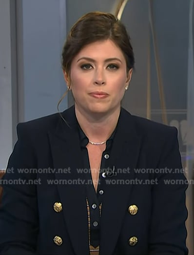 Chloe Melas’s brown striped polo and navy blazer on NBC News Daily
