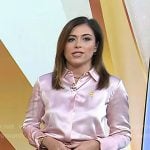 Chloe’s pink silk blouse and tweed pencil skirt on Today