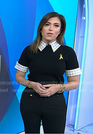 Chloe's black check collar sweater and pants on Today