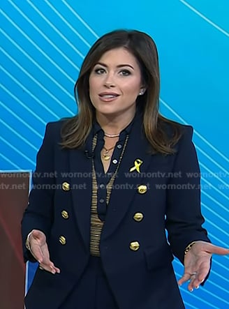 Chloe’s brown striped polo and navy blazer on Today