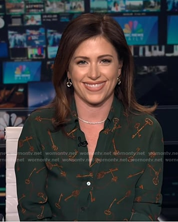Chloe's green key print blouse on NBC News Daily