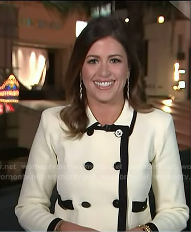 Chloe’s white contrast trim jacket on Today