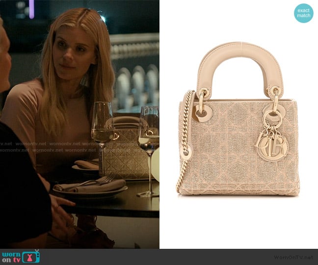 Christian Dior Lambskin Cannage Beaded Embroidered Mini Lady Dior Caramel Beige worn by Nancy (Kate Mara) on Imperfect Women