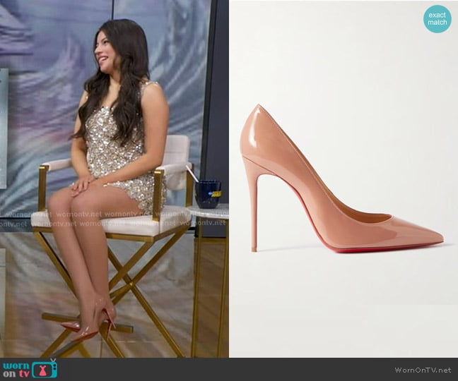 Alex Aster’s beige patent pumps on GMA Alex Aster’s beige patent pumps on GMA