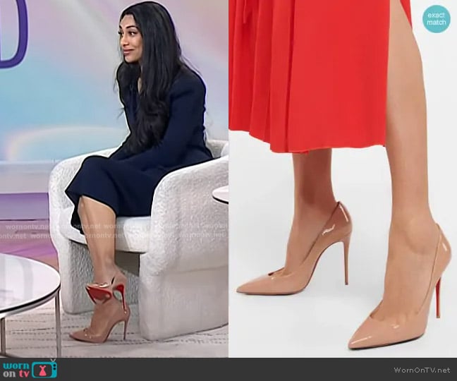 Christian Louboutin Kate 100 Patent Leather Pumps worn by Dr. Sasha Hamdani on Today