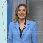 Christine Romans’ blue ruched sleeve tweed blazer on NBC News Daily