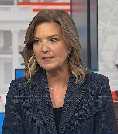 Christine Romans’ blue herringbone blazer on NBC News Daily
