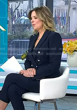 Christine Romans' navy blazer with silver buttons  on Today