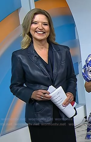 Christine Romans' navy leather blazer on Today