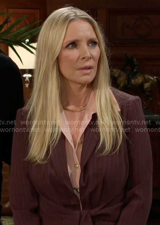 Christine's pink blouse with gold buttons on The Young and the Restless