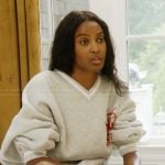 Ciara's gray varsity sweatshirt on Summer House