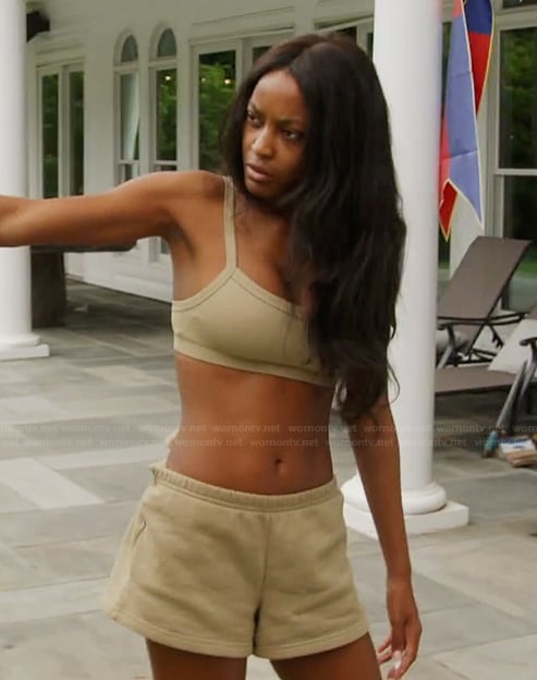 Ciara’s khaki sports bra and shorts on Summer House