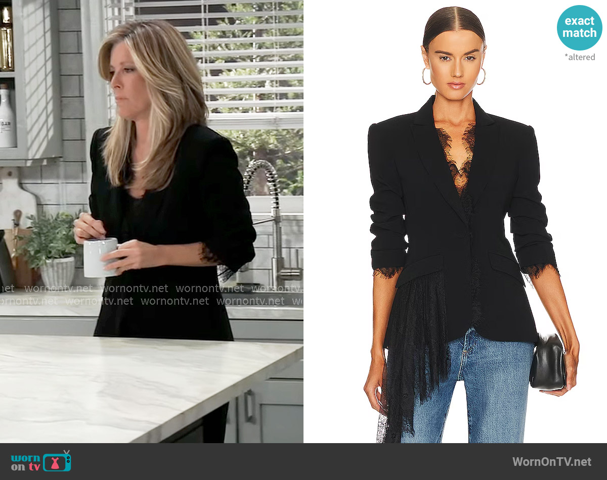 Cinq a Sept Keeves Blazer worn by Carly Spencer (Laura Wright) on General Hospital