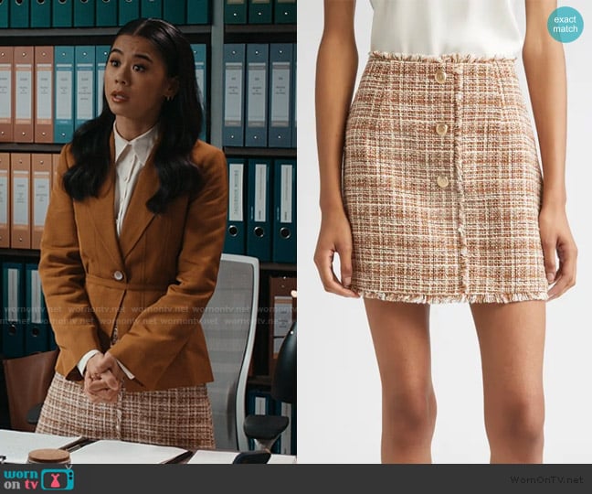 Cinq a Sept Larissa Odette Tweed Miniskirt worn by Sarah Franklin (Leah Lewis) on Matlock