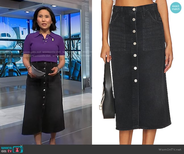 Citizens of Humanity Anouk Jean Skirt in Stormy worn by Vicky Nguyen on NBC News Daily