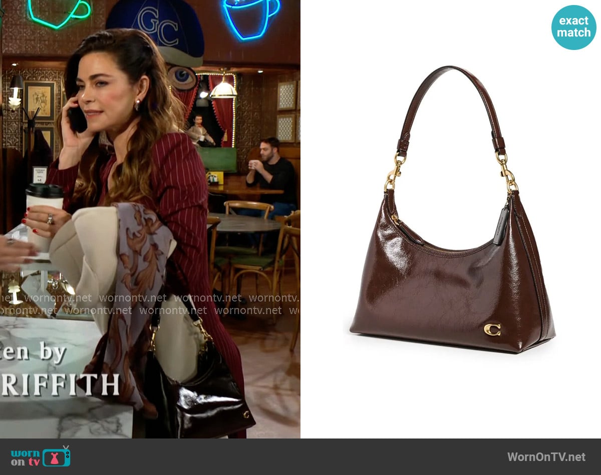 Coach Juliet Bag in Maple worn by Victoria Newman (Amelia Heinle) on The Young and the Restless