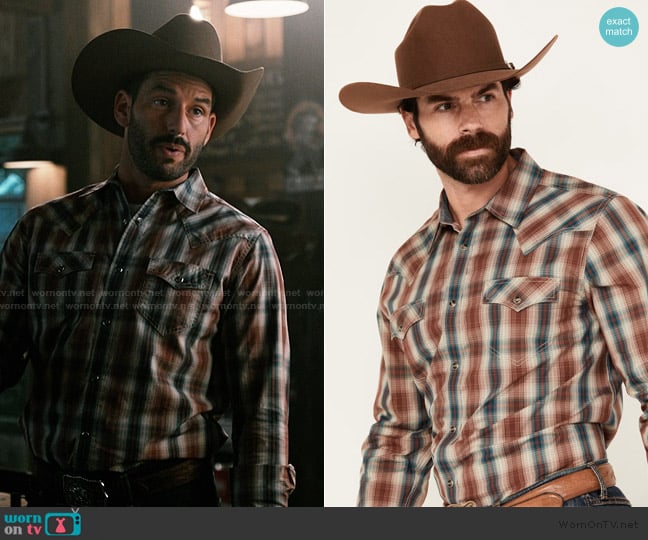 Cody James Ricardo Plaid Print Long Sleeve Snap Western Shirt worn by Pete Calvin (Logan Marshall-Green) on Marshals