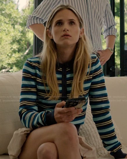 Cora's striped cardigan on Imperfect Women